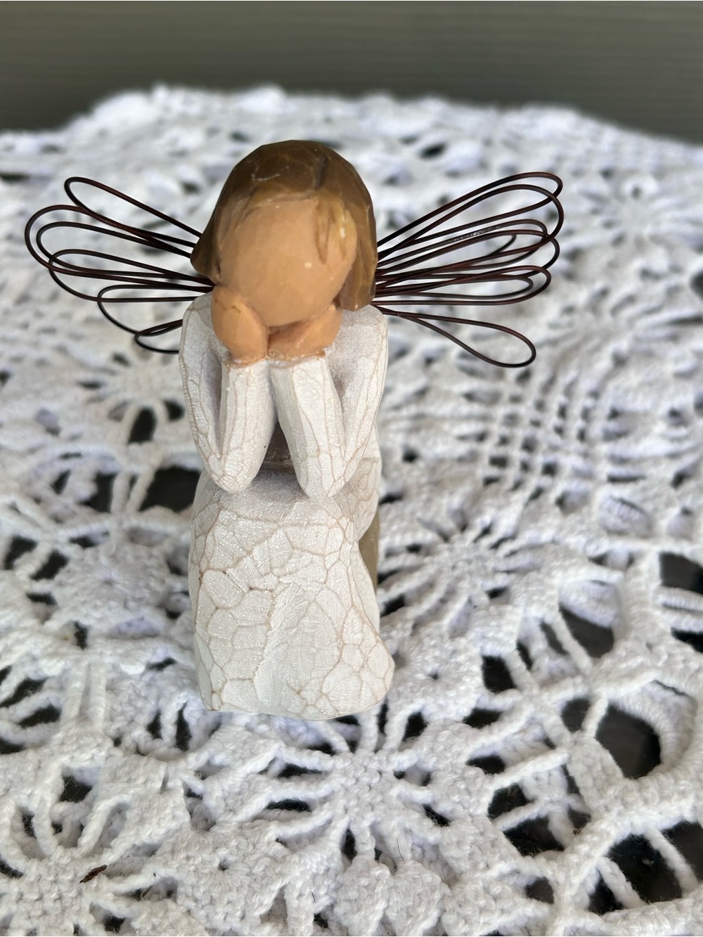 Willow Tree White and Brown Wire-Winged Angel Figurine